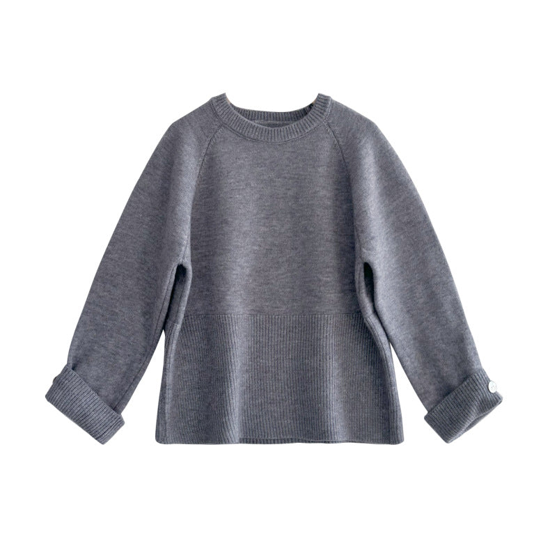 Gentle Solid Color Soft Glutinous Pullover Loose Slimming Sweater Top