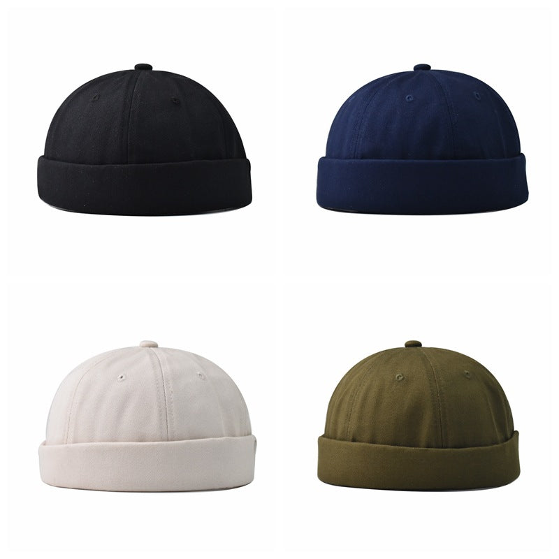 Men's And Women's Retro Versatile Solid Color Brimless Hat