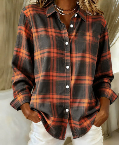 Womens Floral-Print Casual Loose-Fit Long-Sleeve Shirt