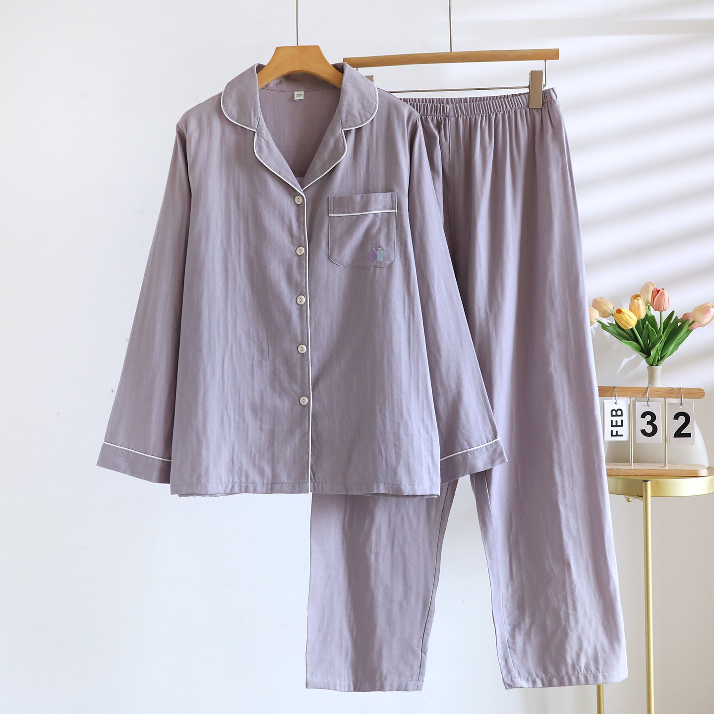 Double Pure Cotton Gauze Pajamas Women's Suit