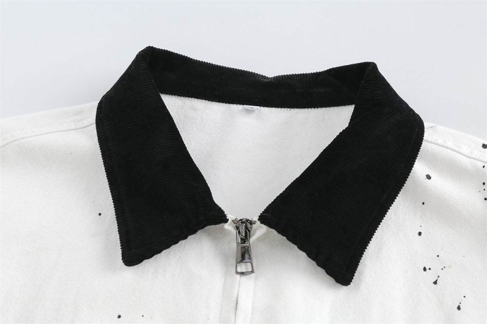 Fashion Colorblock Polo Collar Jacket Male