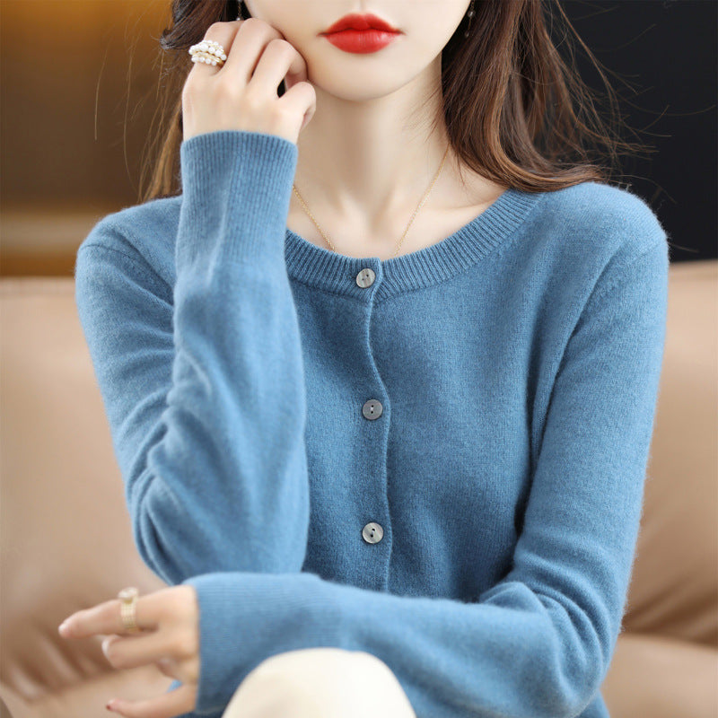 New Womens Short Long-sleeved Knitted Cardigan Sweater