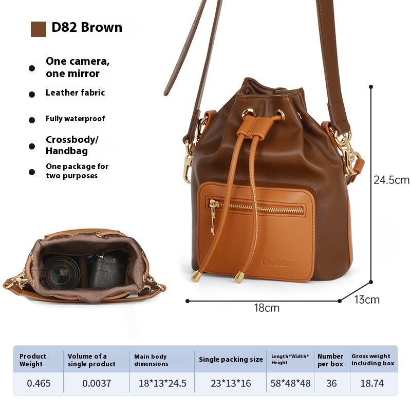 Drawstring Micro Single Camera Shoulder Bucket Bag