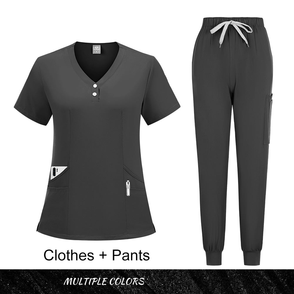 Stylish Casual Scrub Set For Women Long- Or Short-sleeve Doctor And Nurse Uniform