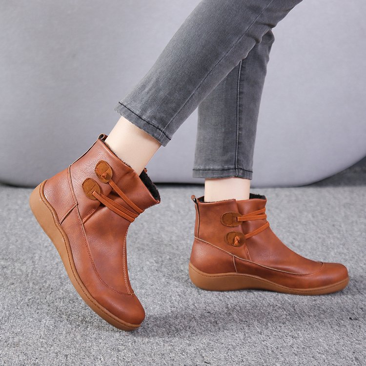 British Style Retro Booties Middle Heel Leisure