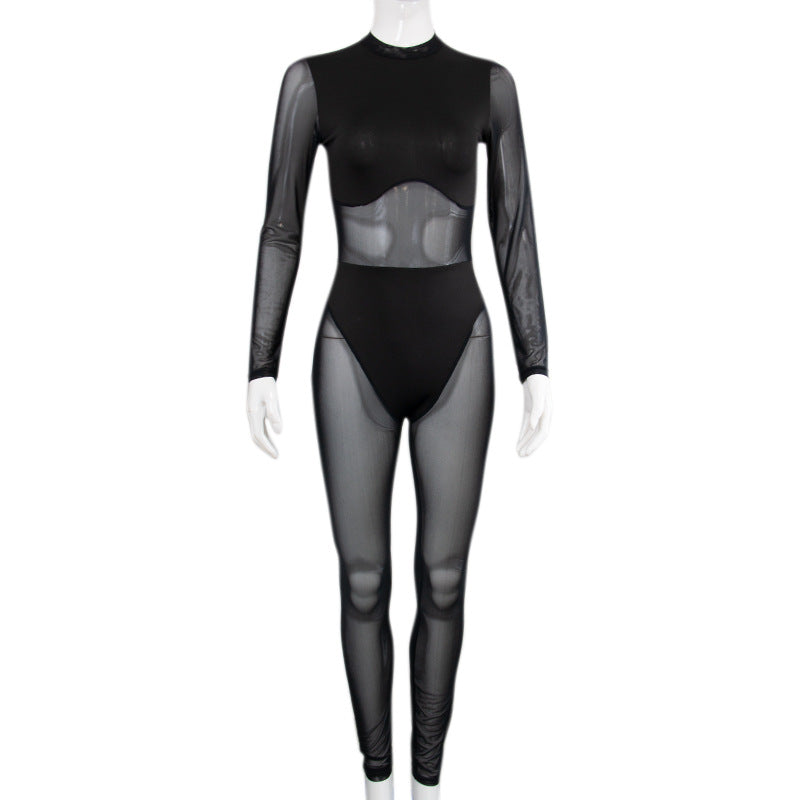 Stylish Patchwork High Waist Skinny Casual Jumpsuit