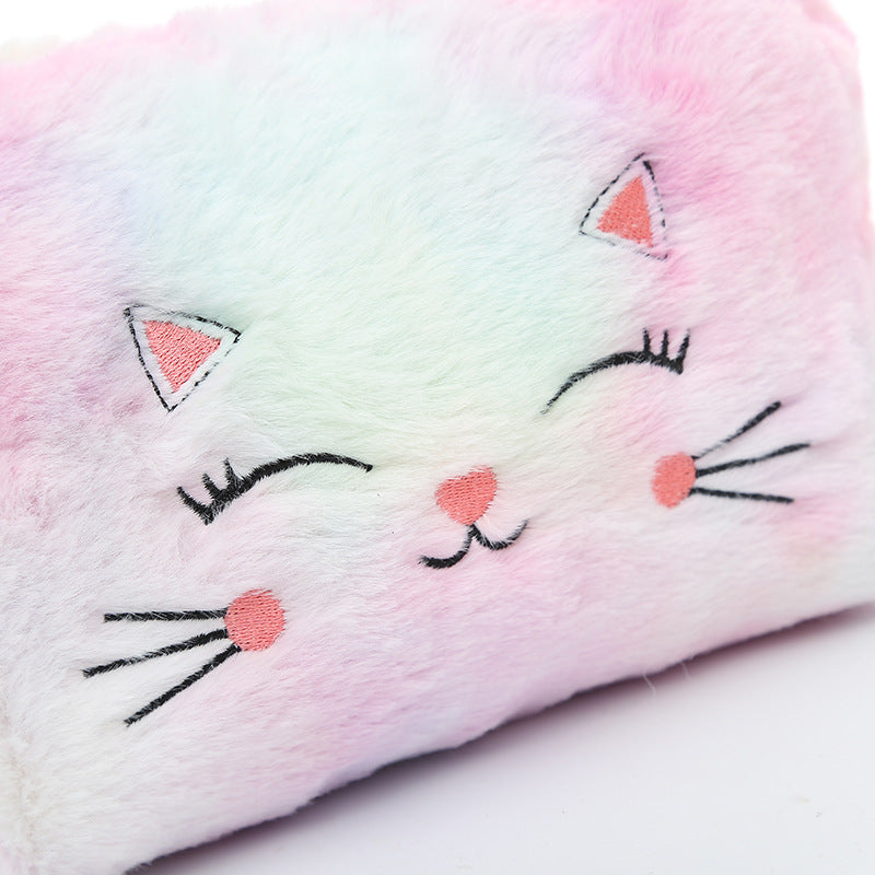 Colorful Fluffy Cat Pvc Cosmetic Soft Cute Zipper Bag