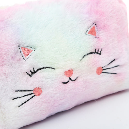 Colorful Fluffy Cat Pvc Cosmetic Soft Cute Zipper Bag