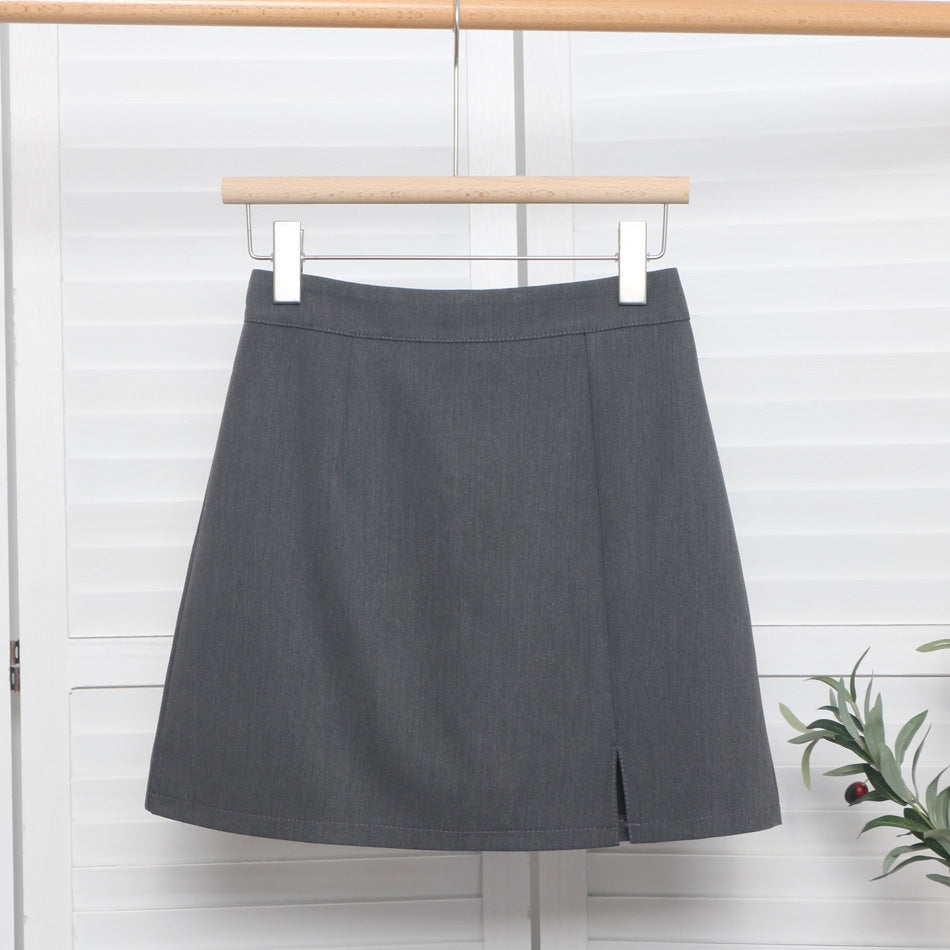 High-waisted Slit Figure-hugging Anti-exposure A-line Mini Skirt
