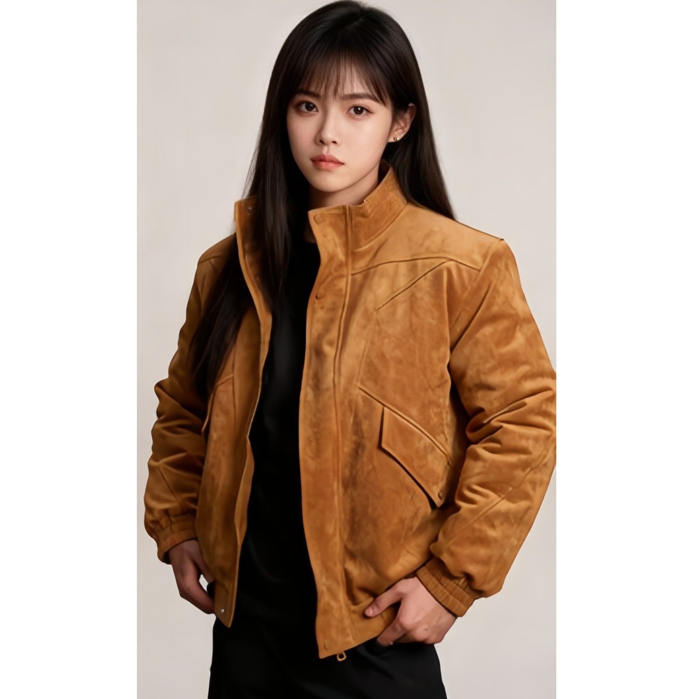 Stylish Versatile American-Style Patchwork Stand-Collar Mens Cotton Padded Jacket
