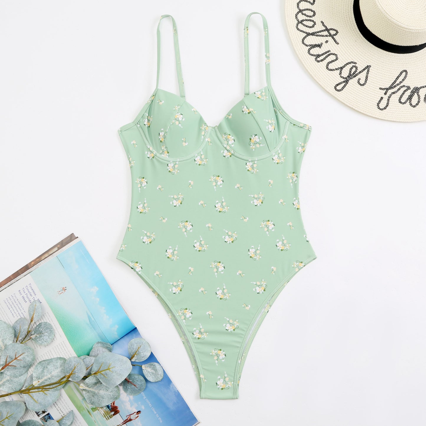 Women's Underwire Floral One Piece Swimsuit