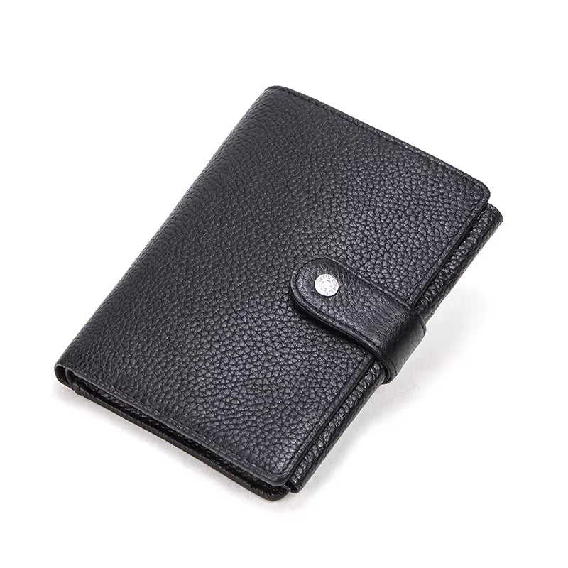CONTACT'S Genuine Leather Men Wallet Short Trifold Casual Men'S Wallet Coin Purses Card Holders Money Clips Passport Wallet