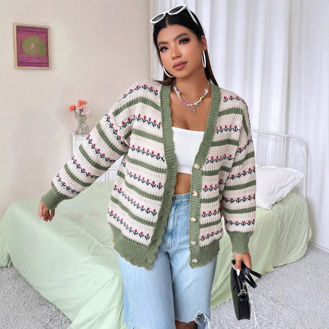 Retro Hollow All-match Flowers Floral Cute Sweater