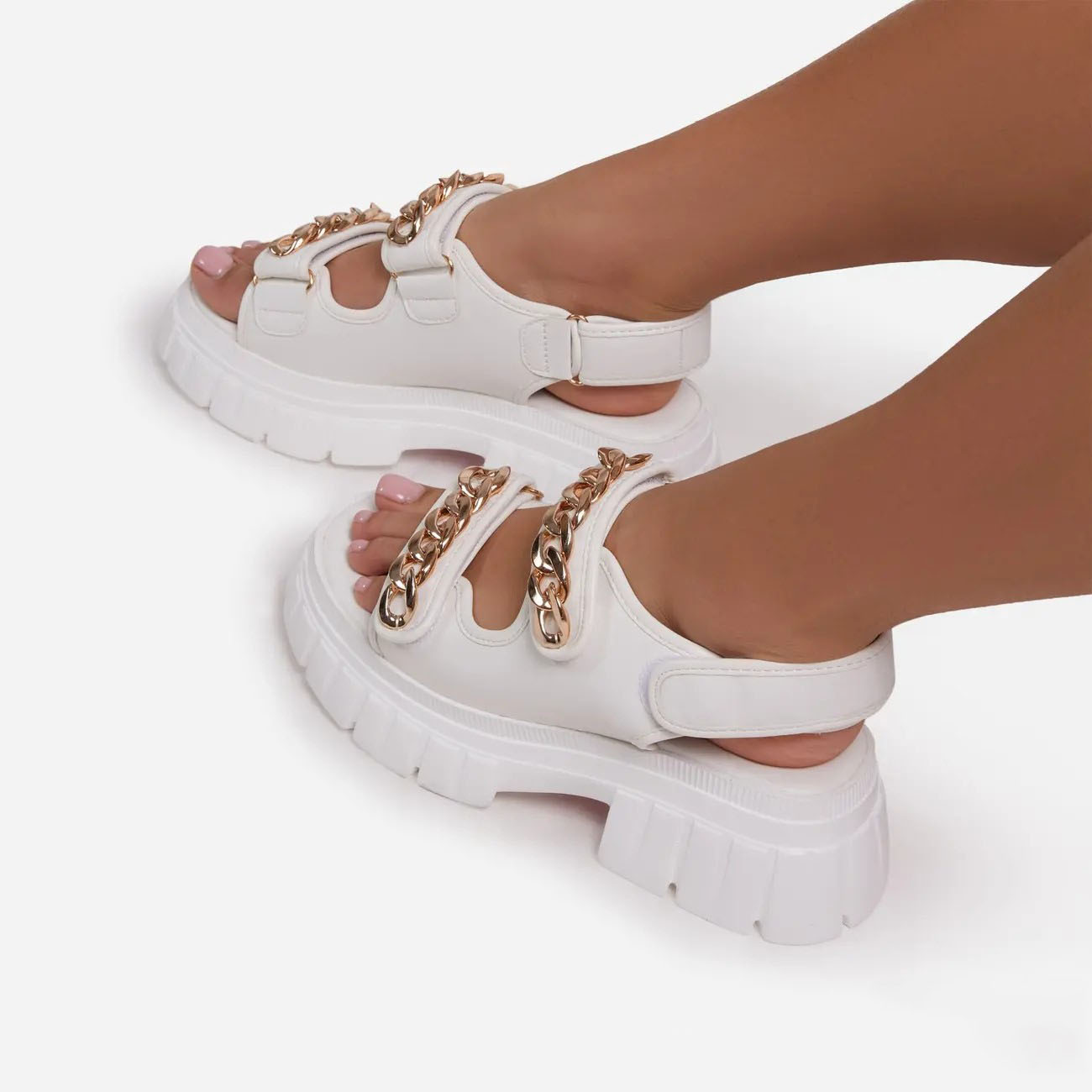 Fashion Platform Sandals With Metal Cufflinks