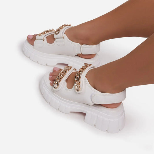 Fashion Platform Sandals With Metal Cufflinks