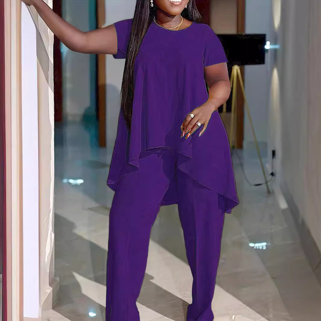 Fashionable Plus-Size Solid Color Set
