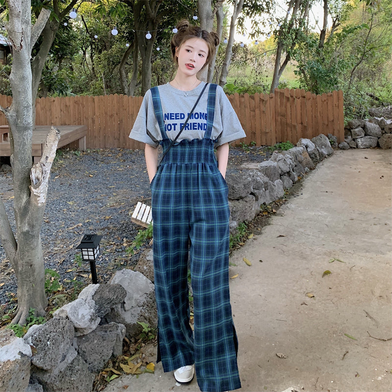 Slit High Waist Wide Leg Pants Nipped Waist Casual Women's