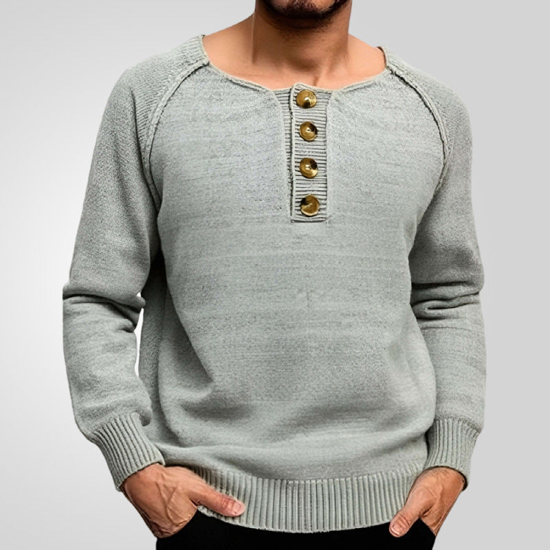 Ensfarvet Letvægts Sweater med Lange Ærmer