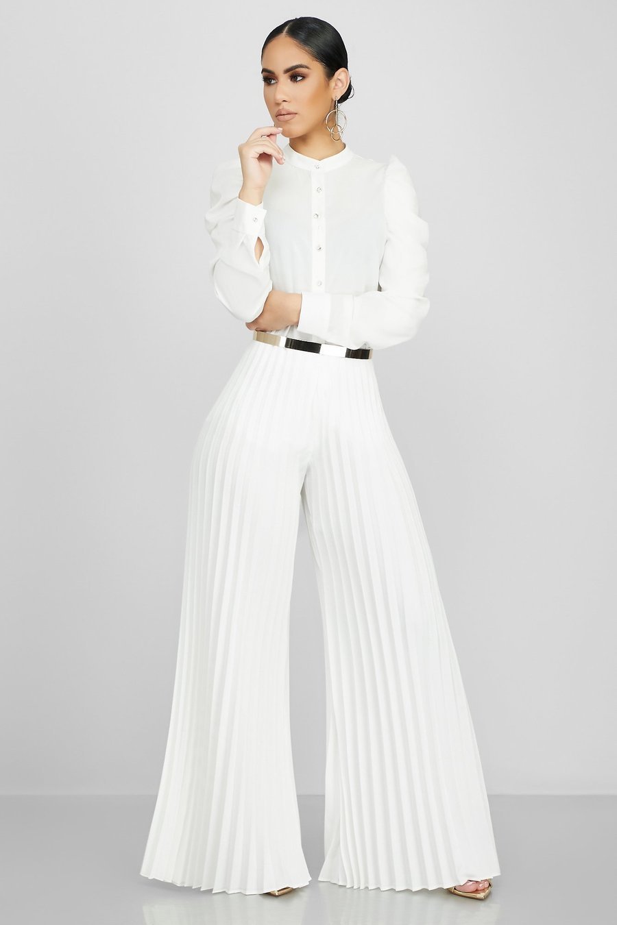 Moderigtige Casual Plisserede Wide-leg Damebukser