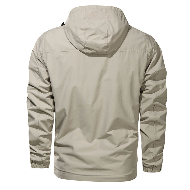 Men's Outdoor Hooded Large Size Quick Dry Jacket Loose Youth Solid Color Jacket