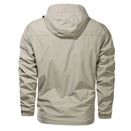 Men's Outdoor Hooded Large Size Quick Dry Jacket Loose Youth Solid Color Jacket