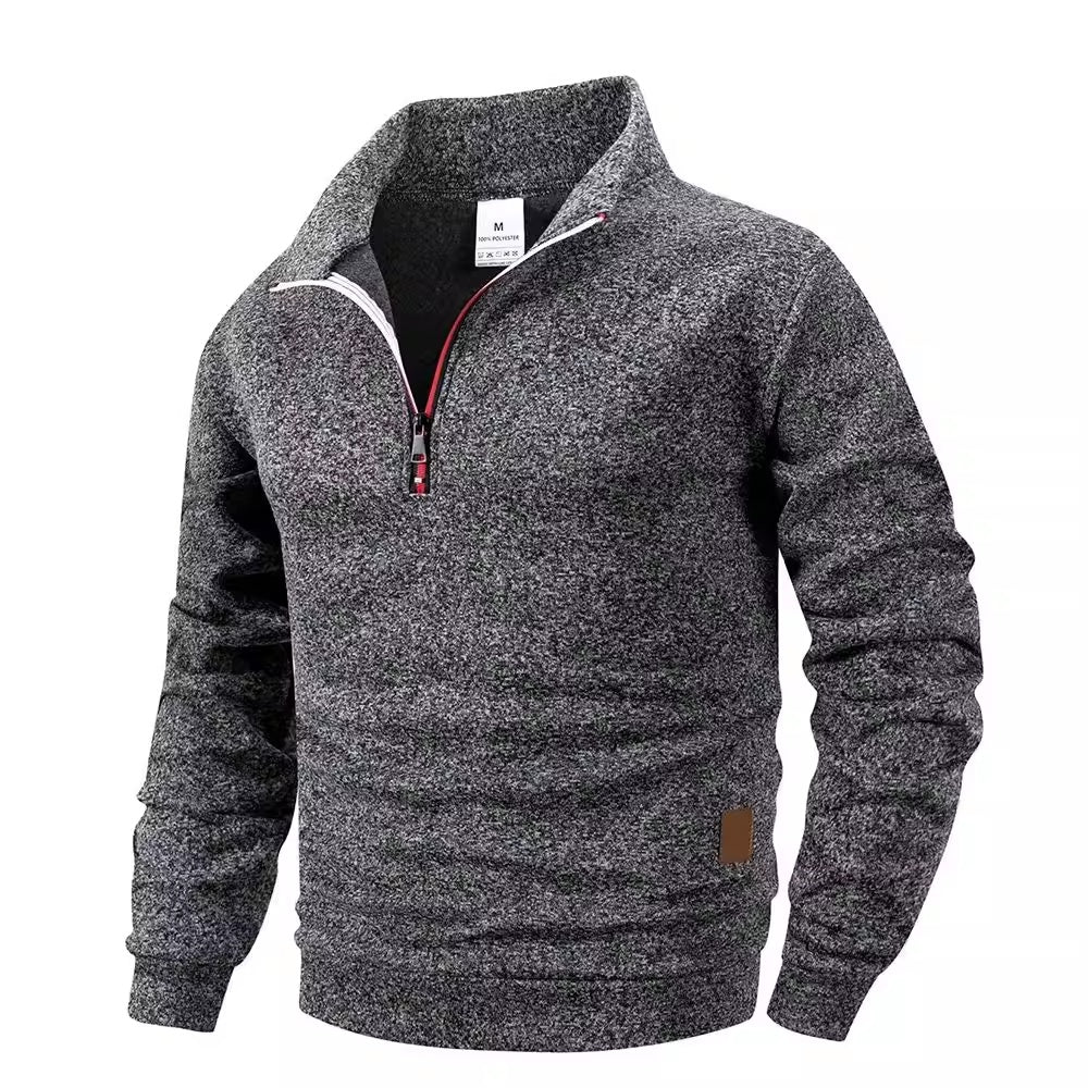 Men's Stand Collar Pullovers Slim Fit Warm Solid Colo