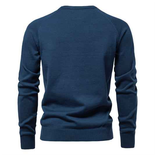 Autumn And Winter New Cotton Men's Sweater Pullover Solid Color Raglan Sleeve Sweater