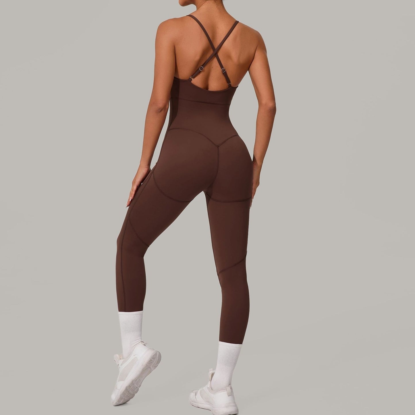 Women's Solid Color Casual Cross Back Summer Jumpsuit