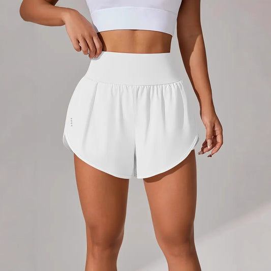 Women's Casual Loose High-Waisted Ruffle Hem Yoga Workout Shorts