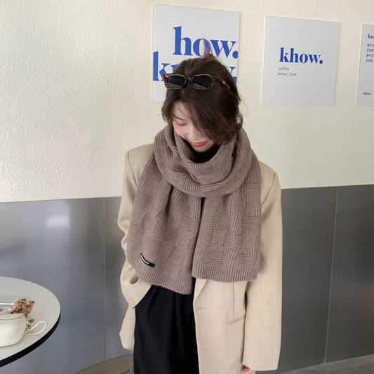 Women's Fashion All-match Wool Square Cross Cute Girl Scarf