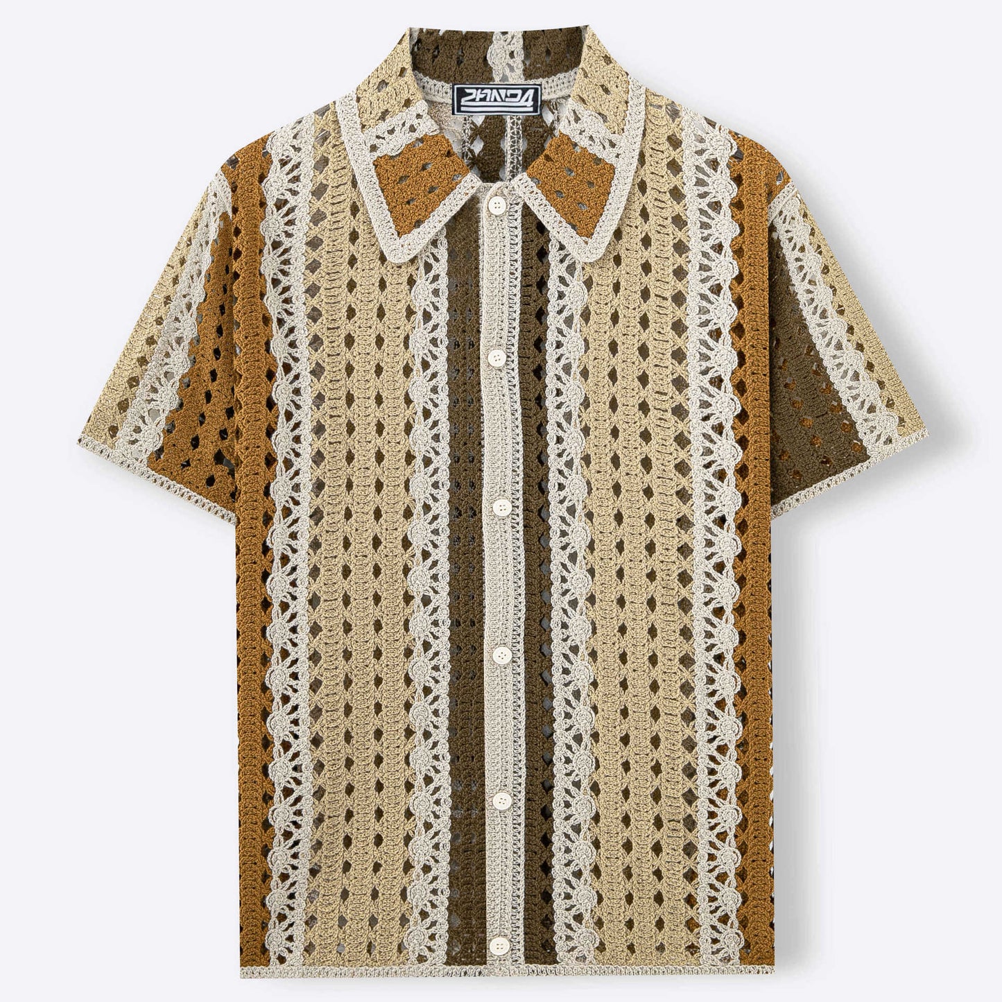 Mens Fashionable Water-Soluble Crochet Knit Sweater
