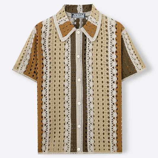 Mens Fashionable Water-Soluble Crochet Knit Sweater