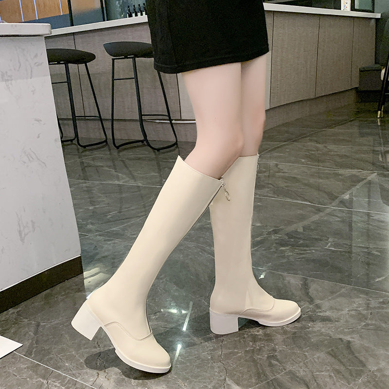 Thick-heeled Zipper Over-the-knee Boots Were Thin
