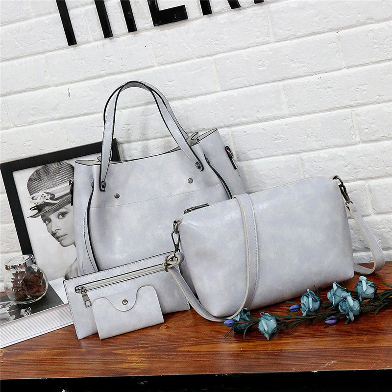 Four Piece Trendy PU Mother-and-child Bag Solid Color One-shoulder Diagonal Bag