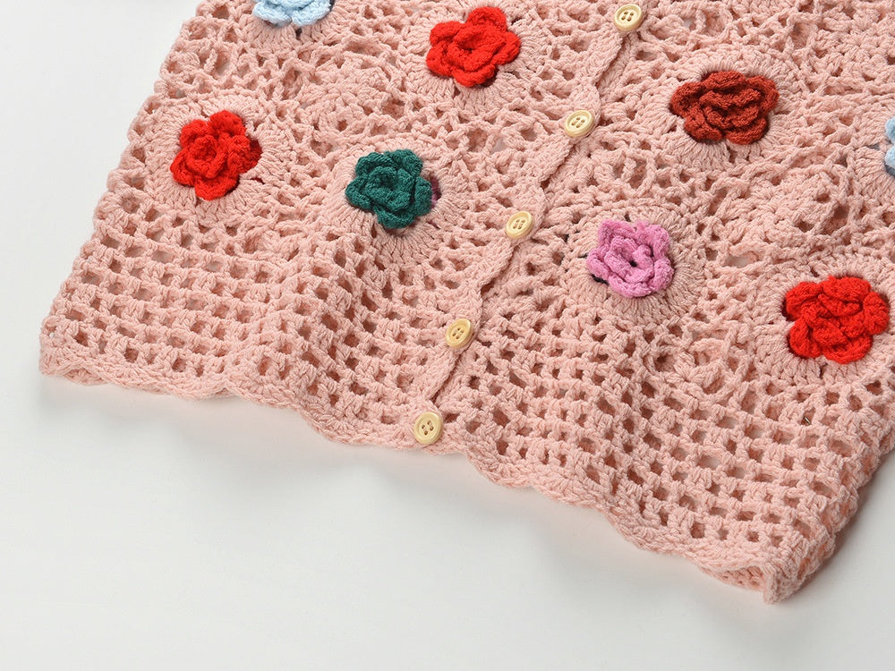 Handmade Color Crocheted Knitted Cardigan