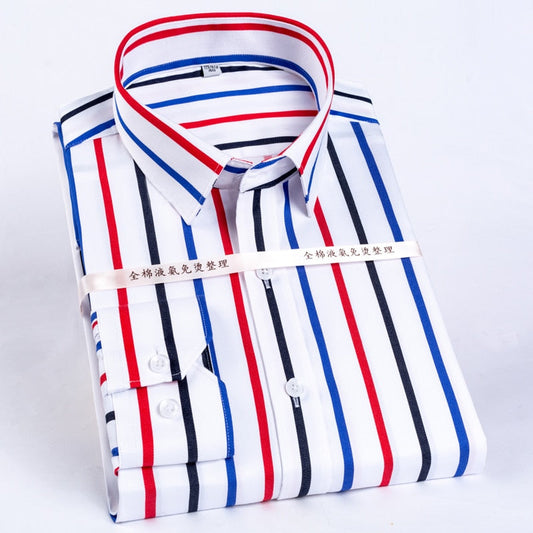 High-end Business Casual Vertical Stripe Crease-resistant Cotton Shirt