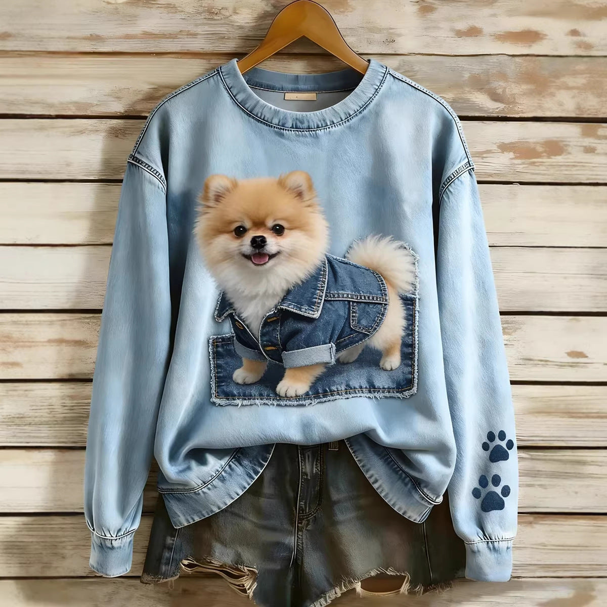 Womens Printed Saint-Like Sweater With A Crew Neck