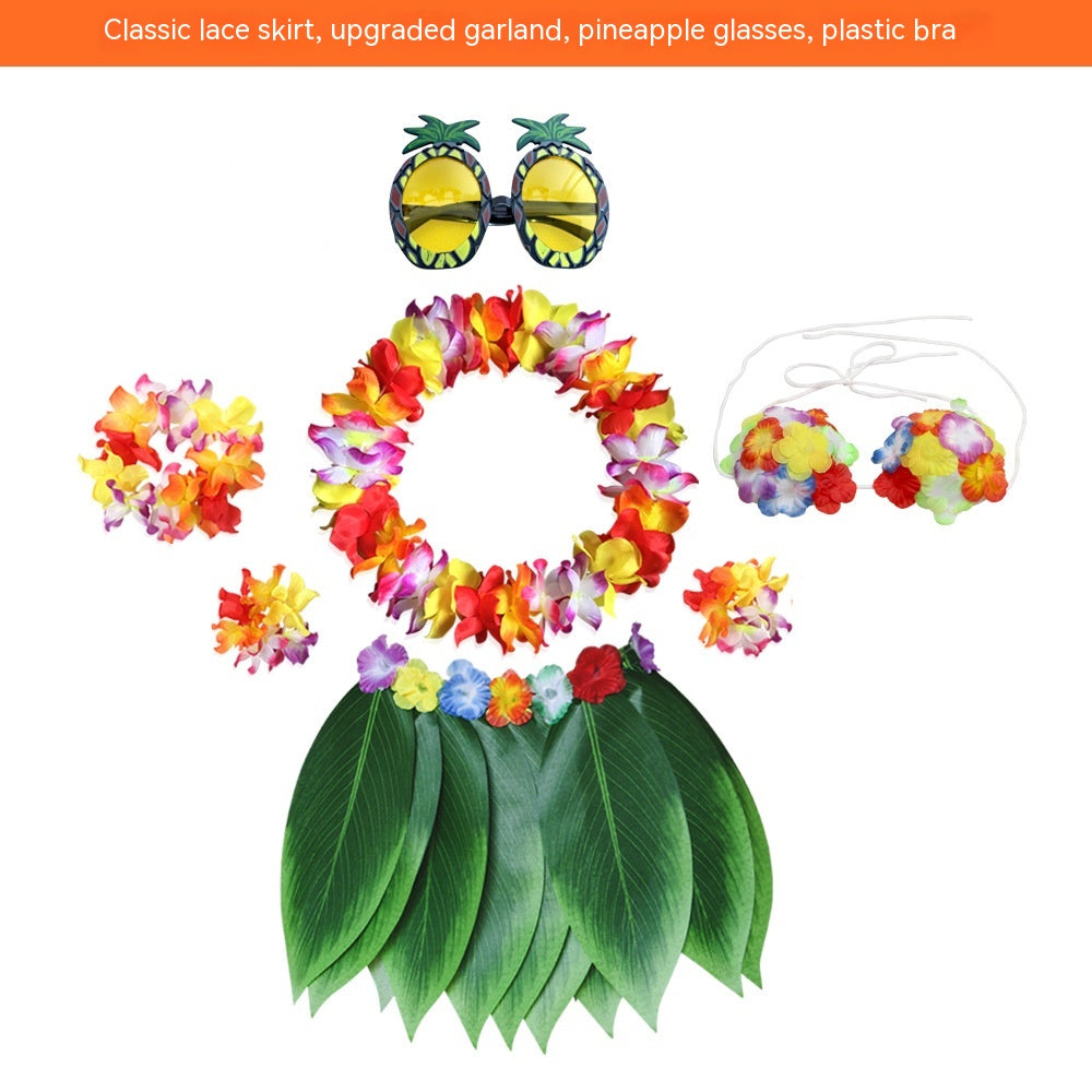 Party Hawaii Simulated Leaves Skirt Suit Dress Up Clothes