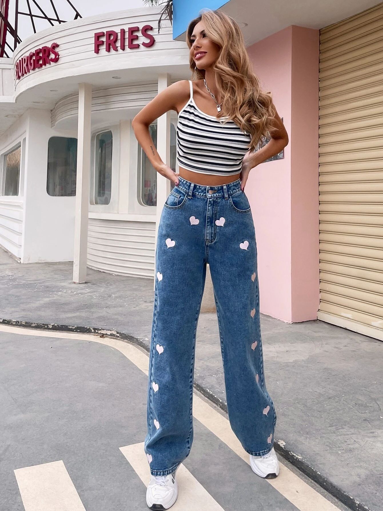 Personalized Graffiti Print Loose Straight-leg Jeans