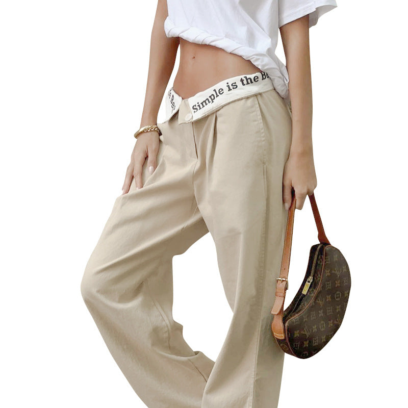 Autumn New Letter Print Long Paragraph With Hot Girls Straight Pants