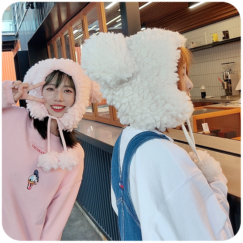 Hat Girl Riding Warm Plush Big Head In Winter