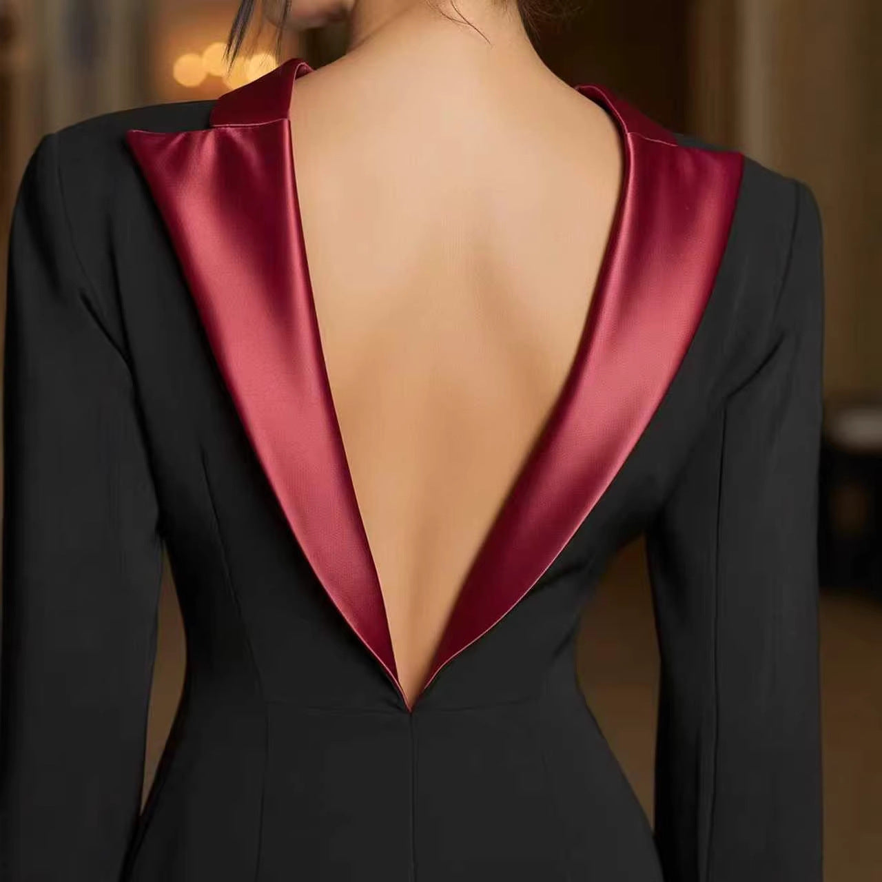 Textured Long-sleeved Elegant French-style Dress For Women
