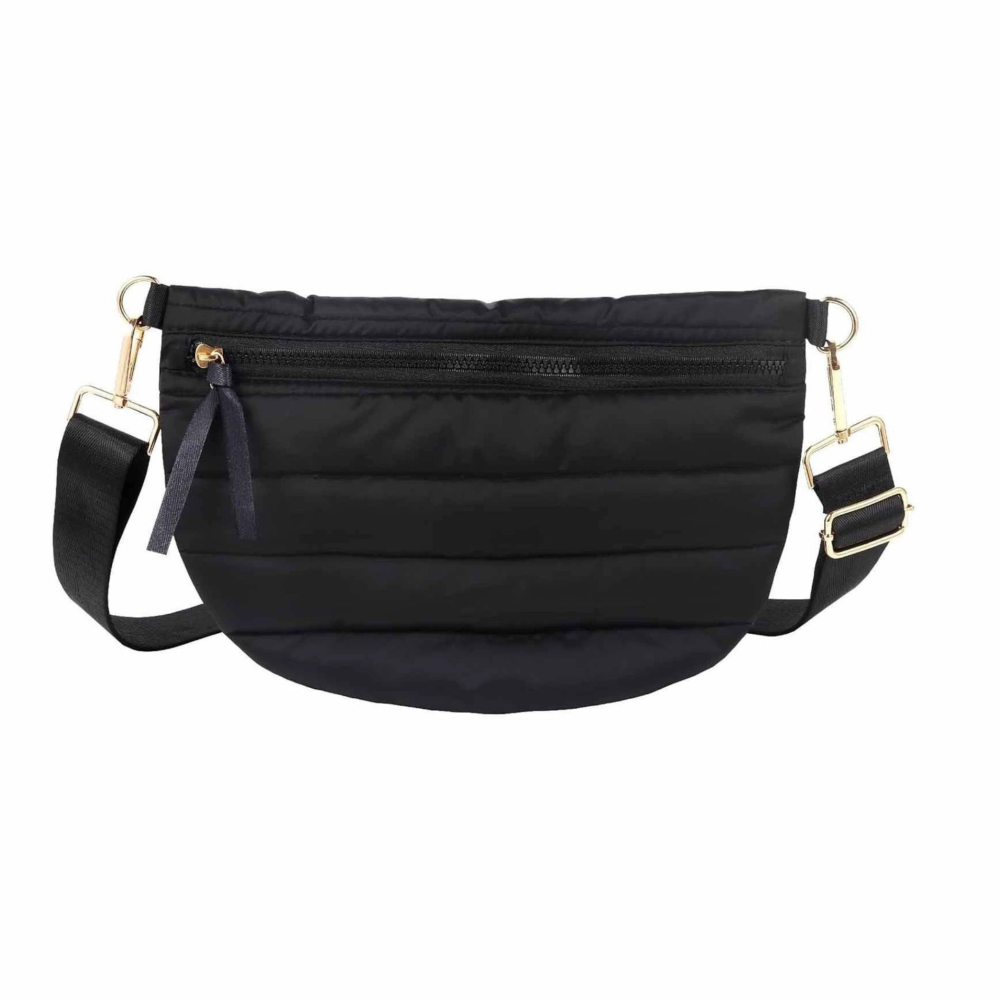 Womens Casual Quilted Solid-Color Down Waist Bag Shoulder Bag