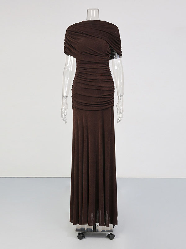 Sleeveless Turtleneck Dress With Gathered Waist