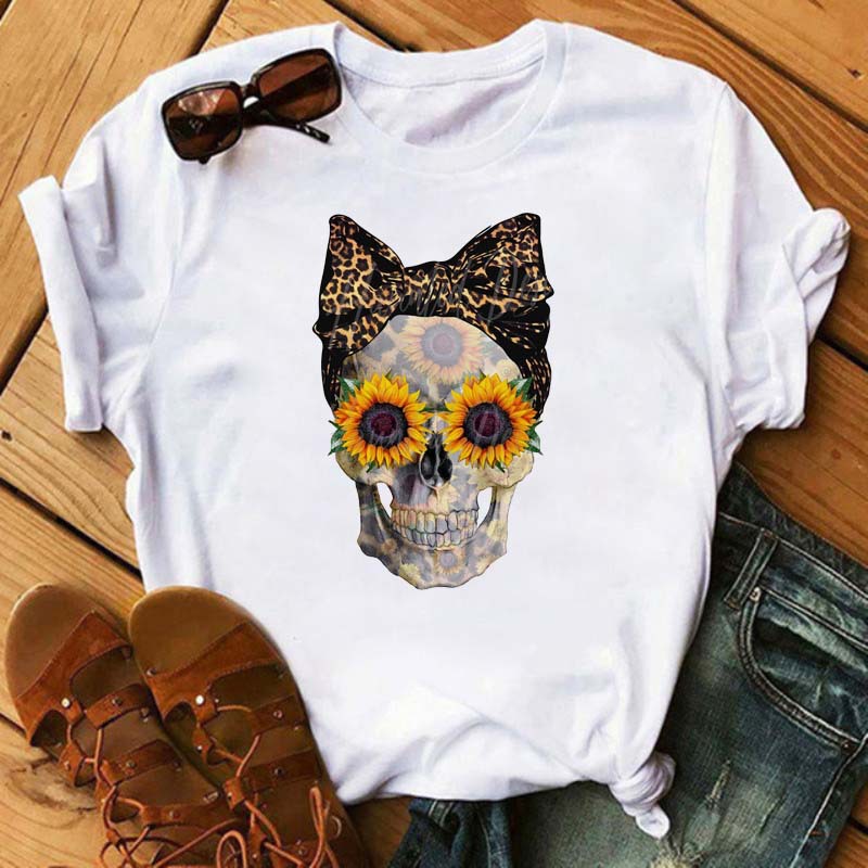 Women's Floral Skull Trendy Base Shirt