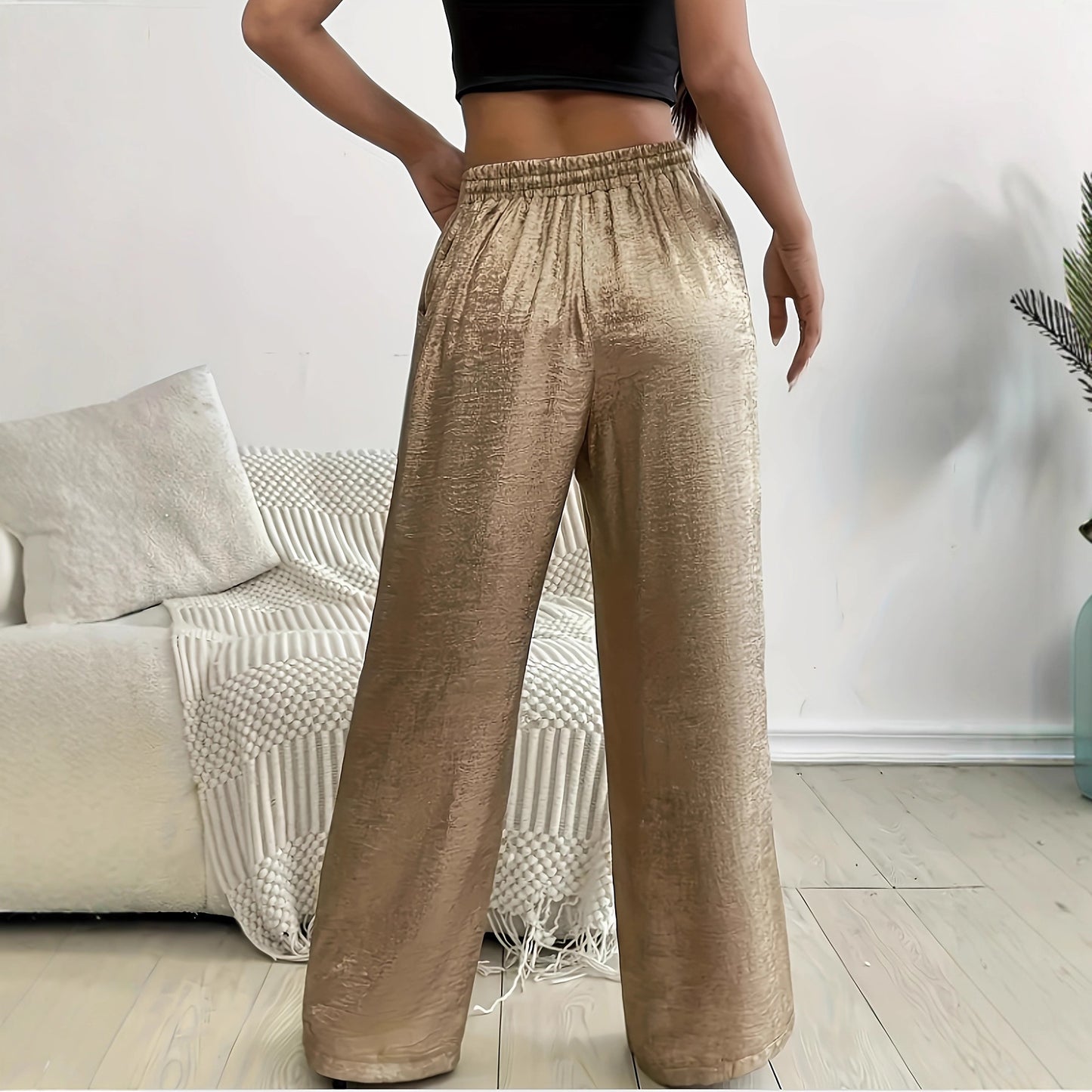 New Womens Loose-fit Gold-stamped Sequined Fashion Pants