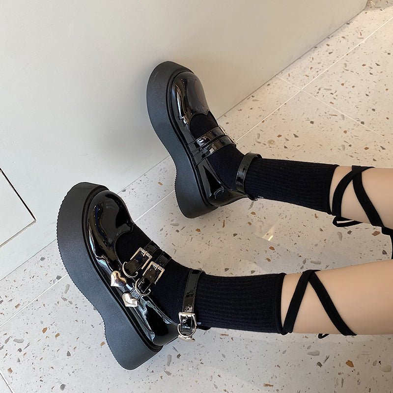 Increasing Thick-soled Japanese Retro Hot Girl Cute Harajuku British Style Small Leather Shoes Women