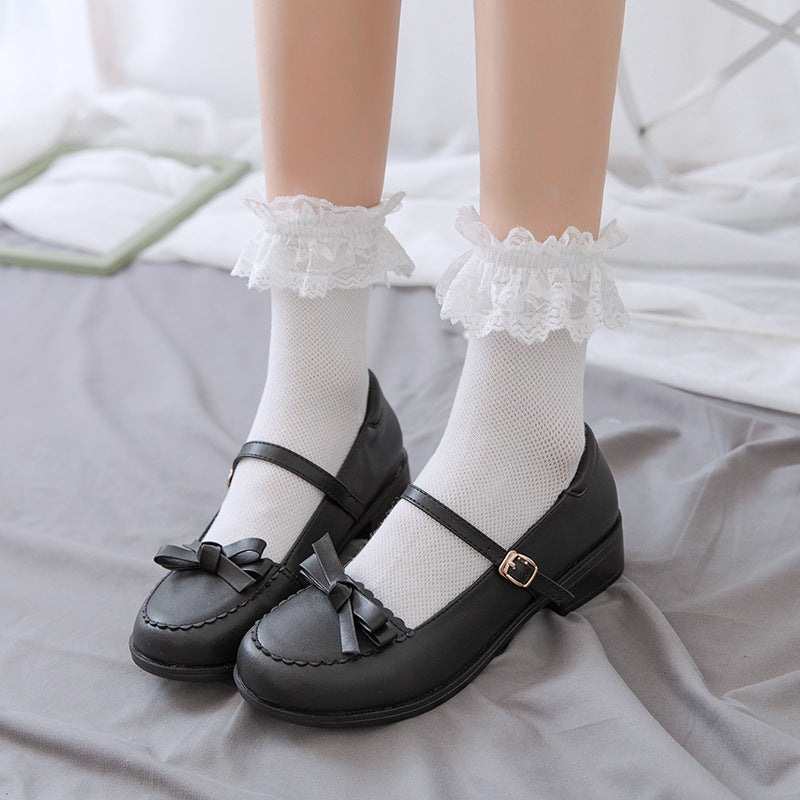 Mid-tube Socks Women's Japanese Mesh Lace