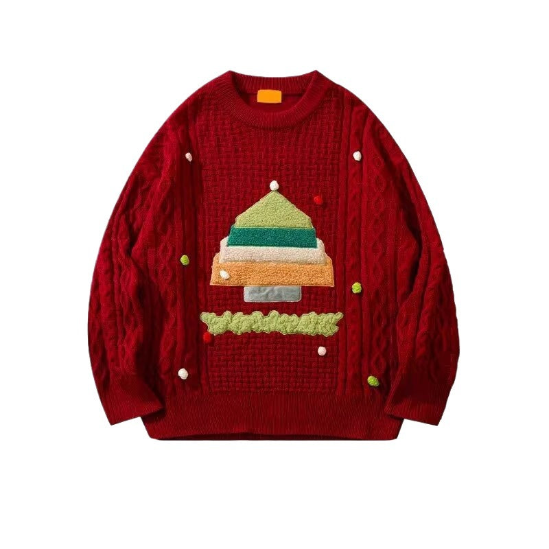 American Hiphop Creative Flocking Couple Christmas Sweater