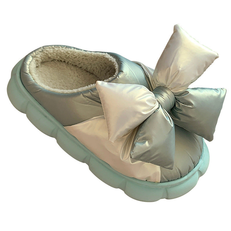 Waterproof Plus Fleece Thermal Indoor Cotton Slippers Female